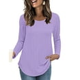 thumbnail image 1 of Womens Casual Long Sleeve Shirt Crewneck Twist knit Loose Tunic Tops, 1 of 7