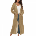thumbnail image 1 of Womens Casual Long Sleeve Split Open Cardigan Knit Long Cardigan Sweater Coat with Pockets Outwear Tops, 1 of 9