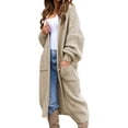 thumbnail image 1 of Womens Casual Long Sleeve Split Open Cardigan Knit Long Cardigan Sweaters with Pockets Fall Fashion Women Cardigan, Long Sweater Cardigan Women, Warm Sweaters for Women, Womens Long Cardigan Sweaters, 1 of 6