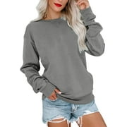 Womens Casual Long Sleeve Sweatshirt Crew Neck Cute Pullover Relaxed Fit Tops Sweatshirts