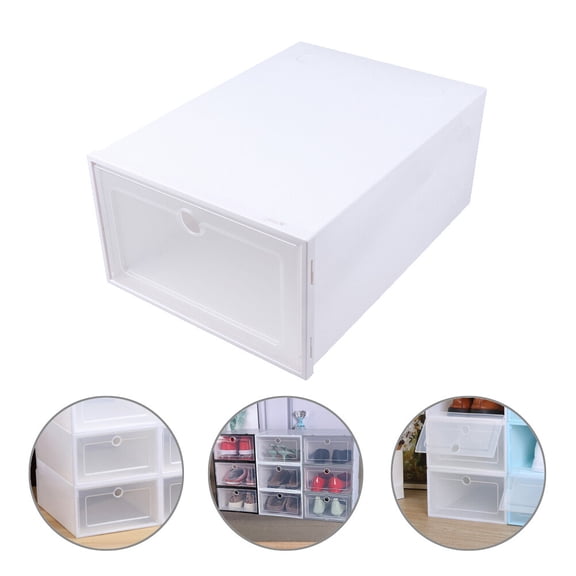 CIMAXIC Reinforced Shoe Case White Plastic for Easy Access and Space Saving