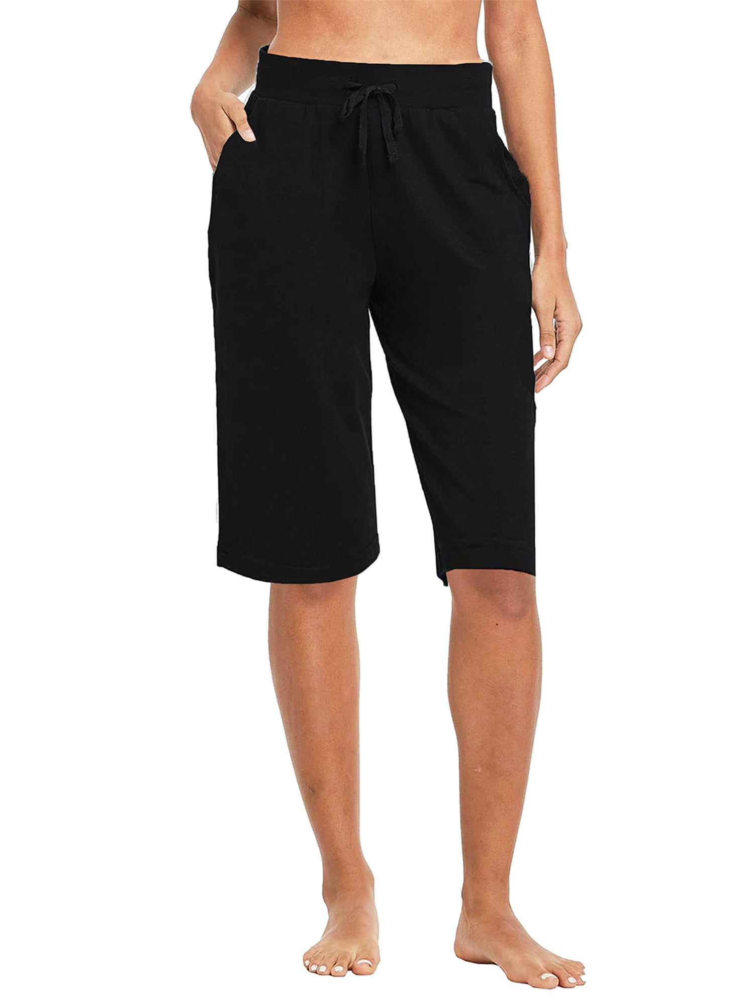 Womens Casual Loose Fit Bermuda Shorts With Zipper Pockets