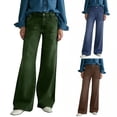thumbnail image 1 of Womens Casual Loose Fit Wide Leg Jeans Washed Denim Pants with Multi Button Detail with Pockets Brown, 1 of 6