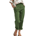 thumbnail image 1 of Womens Casual Loose Pants Comfy Cropped Work Pants with Pockets Elastic High Waist Paper Bag Pants Army Green XL, 1 of 5
