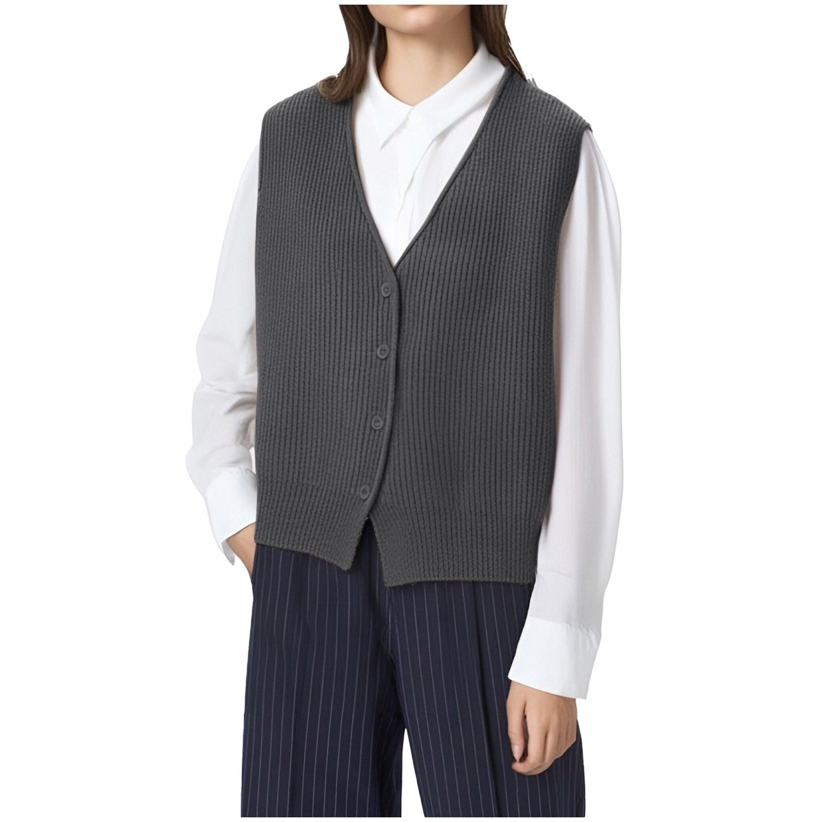 Pxiakgy Ladies College Style Knitted Sweater Vest Sleeveless