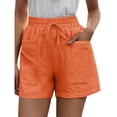 thumbnail image 1 of Womens Casual Loose Solid Summer Plus Size Pants Pants Drawstring Elastic Waist Comfy Shorts With Pockets Twill Shorts Women Sleepwear for Women Shorts Set Silk Shorts for Women Athletic Women's, 1 of 3