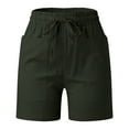 thumbnail image 1 of Womens Casual Loose Solid Summer Plus Size Pants Pants Drawstring Elastic Waist Comfy Shorts With Pockets, 1 of 2