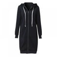 thumbnail image 1 of Womens Casual Loose Zip up Long Hoodies Sweatshirt with Pockets,Long Sleeve Zip Up Open Front Cardigan Sweatshirts Outerwear Jacket Tunic Coat Jackets,S-XXL Black, 1 of 6