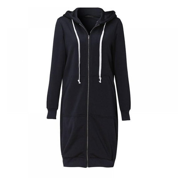 Womens Casual Loose Zip up Long Hoodies Sweatshirt with Pockets,Long Sleeve Zip Up Open Front Cardigan Sweatshirts Outerwear Jacket Tunic Coat Jackets,S-XXL Black