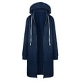 thumbnail image 1 of Womens Casual Loose Zip up Long Hoodies Sweatshirt with Pockets,Long Sleeve Zip Up Open Front Cardigan Sweatshirts Outerwear Jacket Tunic Coat Jackets,S-XXL Dark Blue, 1 of 6