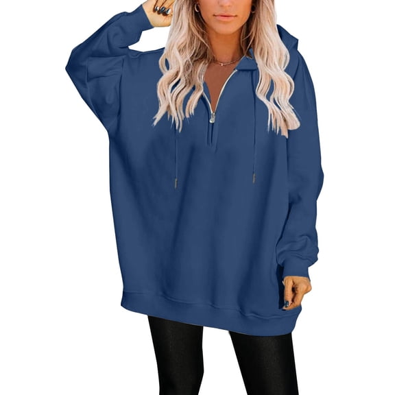 Womens Casual Loose Zipper Solid Color Long Sleeve Hoodies Sweatshirts Cute Hoodies Sweatshirt for Women Hoodies Womens Winter Hoodie Snap Button Pullover Hoodie Womens Sweatshirts Thin Zip up Womens