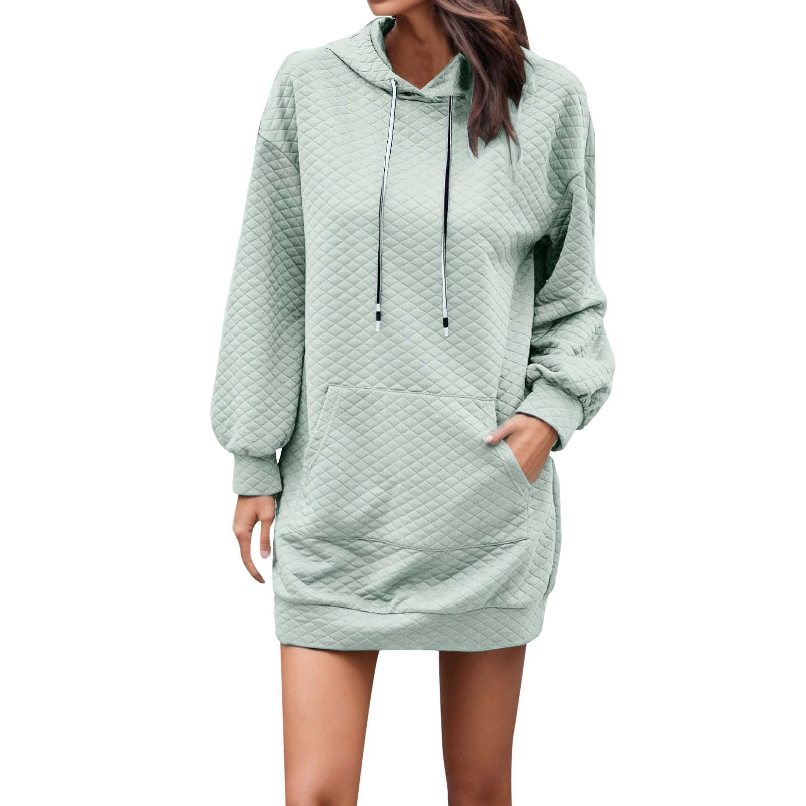Women's Hoodie Dress - Casual Long Sleeve Pullover Sweatshirt Dress –  Calmlily