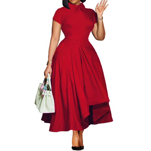 Womens Casual Midi Dresses Solid Shirt Belted Dress for Spring Summer 2025