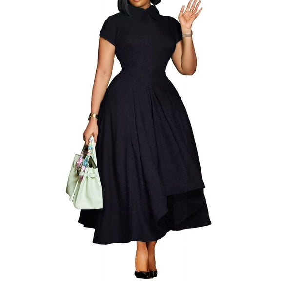 Womens Casual Midi Dresses Solid Shirt Belted Dress for Spring Summer 2025