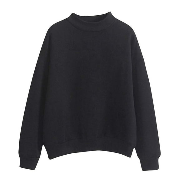 Womens Casual Mock Neck Pullover Long Sleeve Sweatshirts Drop Shoulder Casual Loose Solid Color Activewear Top