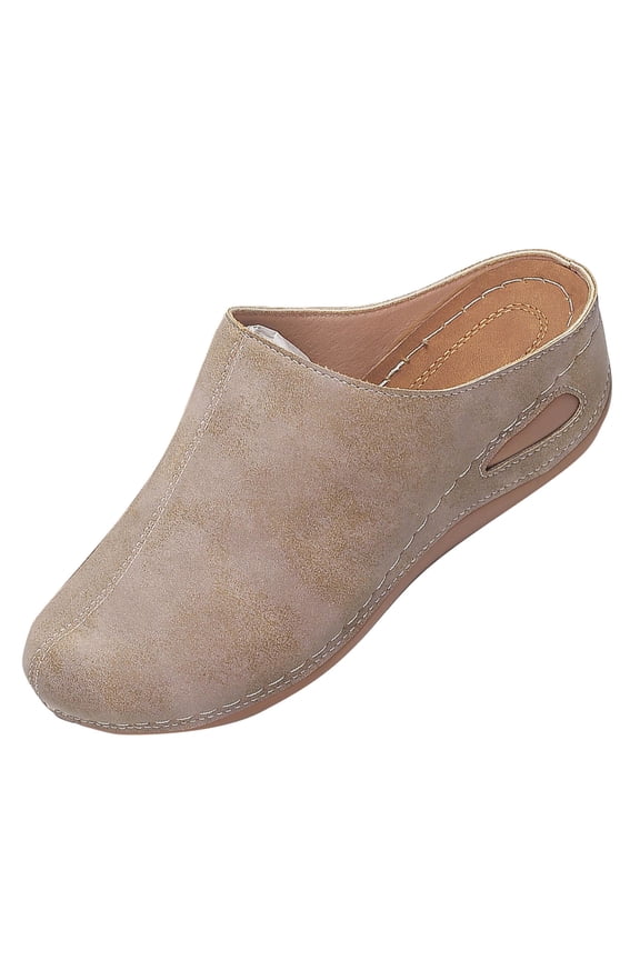 Womens Casual Mule Slides, Distressed Olive Slip-On Clogs for Women with Comfortable Rubber Sole,Size 5.5