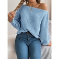thumbnail image 1 of Womens Casual Off Shoulder Sweater Loose Batwing Long Sleeve Pullover Sweater Crochet Hollow Knit Jumper Tops, 1 of 5