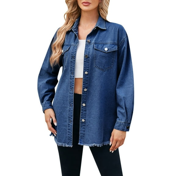 Womens Casual Open Front Coats Jacket Sleeveless Chest Flap Pockets Single Denim Vest V Neck Button Down Jean Dark Blue Comfortable Tops