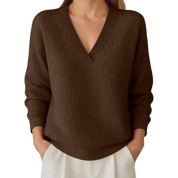 Womens Casual Oversized Knit Long Sleeve Pullover Top Loose Fit Pure Color Blouse