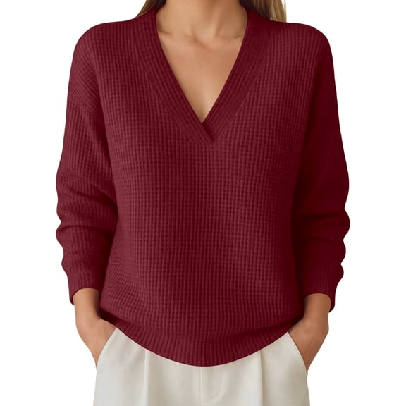 Womens Casual Oversized Knit Long Sleeve Pullover Top Loose Fit Pure Color Blouse