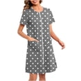 thumbnail image 1 of Womens Casual Pajamas Fashion Short Sleeves Zipper Bathrobes Lightweight Loose Comfy Nightgown with Pockets New Comfortable Pajamas for Women Dark Gray XXL, 1 of 6