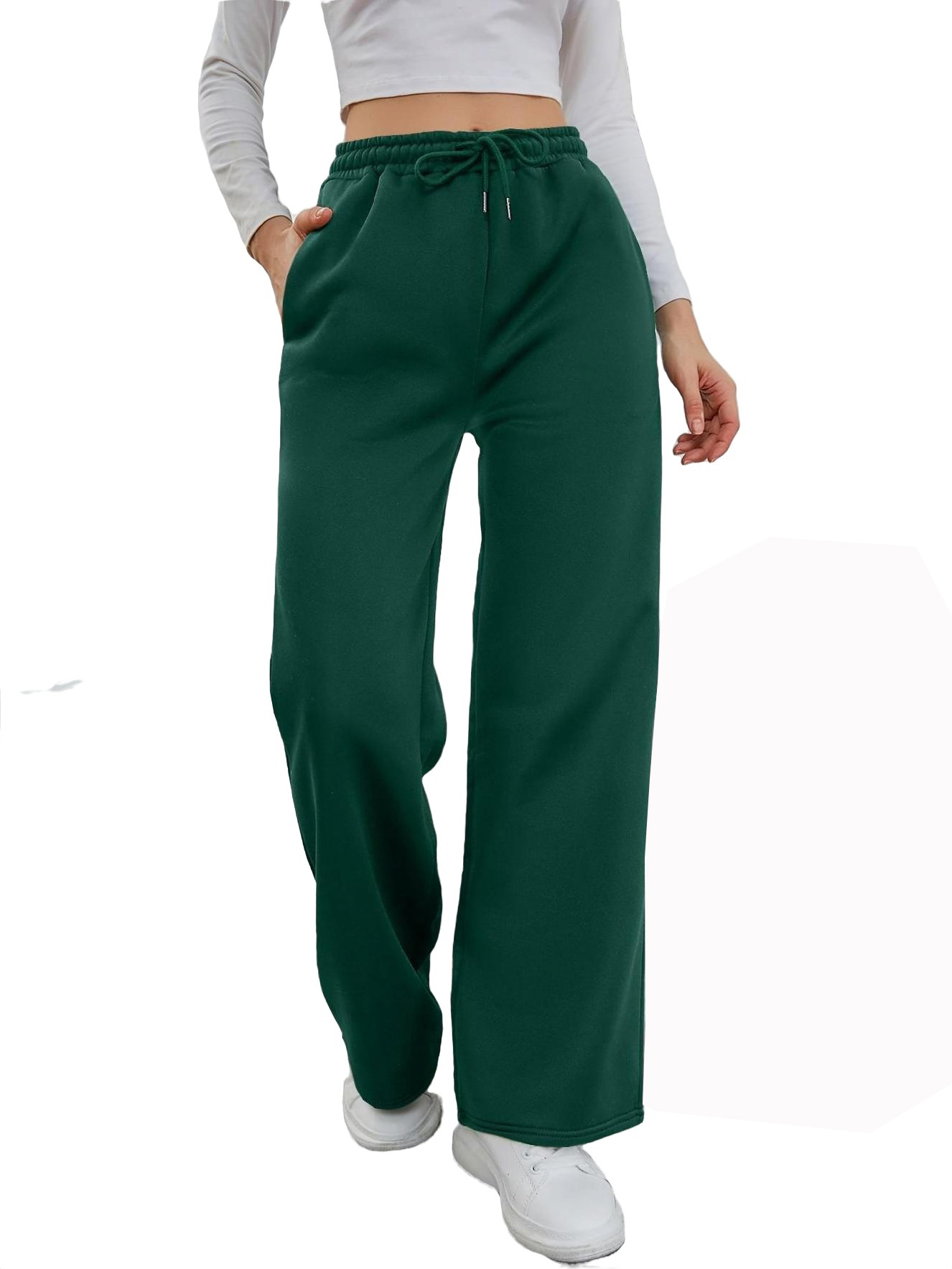Womens Casual Pants Drawstring Waist Thermal Lined Sweatpants Dark