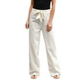 thumbnail image 1 of Womens Casual Pants Fashion All Match Jeans Pants with Bow Tie Waist Wide Leg Straight Trousers Solid Color Comfort Pant, 1 of 4