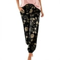 thumbnail image 1 of Womens Casual Pants Floral Print Elastic Waist Drawstring Joggers with Pockets Summer Beach Loose Slacks for Women Black Xxl, 1 of 4