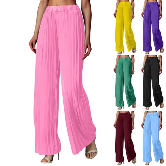 Womens Casual Pants Flowy Bootcut Palazzo Touserse Wide Leg Dressy Long Ladies Casual Slacks