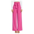 thumbnail image 1 of Womens Casual Pants High Waisted Wide Leg Business Work slacks With Zipper Belt Comfy Elastic Waist soild Color Long Pants, 1 of 5