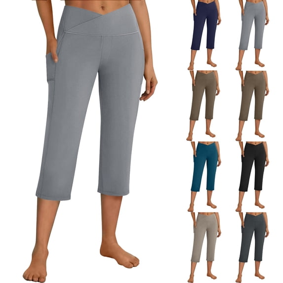 Womens Casual Pants Ndbuld Women's Half Shorts Pants Summer Elastic Waist Buttons Casual Linen Pockets Pants Black M