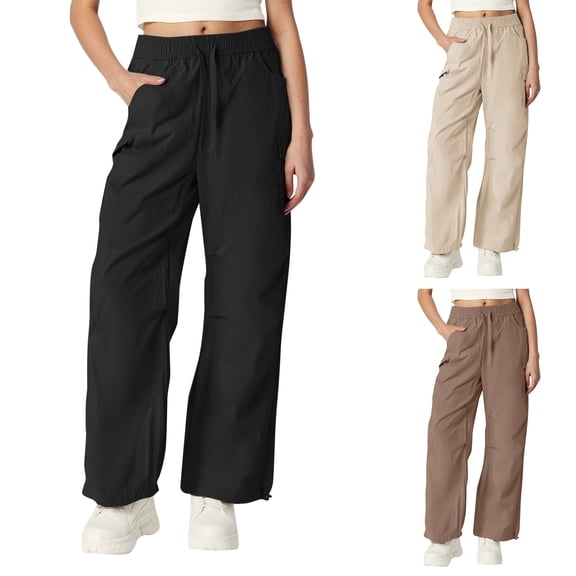 Womens Casual Pants Plus Size Baggy Drawstring Sweatpants Running Yoga Wide Leg Flare Slacks