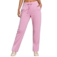 thumbnail image 1 of Womens Casual Pants Solid Color High Waisted Straight Leg Elastic Waistband Gym Trousers with Pockets Comfortable Fall Winter Athletic Sport Slacks for Women Pink M, 1 of 4