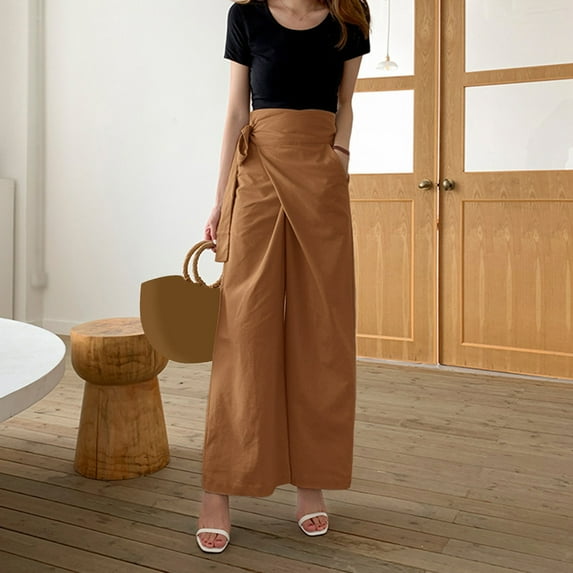Womens Casual Pants Solid Color Lace Up Pockets Pants Trousers Comfortable Business Casual Pants for Women Short Pants for Women Casual Summer Combo Business Casual Womens Pants 12 Short Woman Sweat