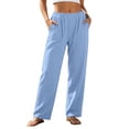 thumbnail image 1 of Womens Casual Pants Solid Color Trousers Flowy Large Size Athletic Work Pants With Pockets, 1 of 5