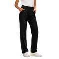 thumbnail image 1 of Womens Casual Pants Solid Color Wide Fit Trouses Straight Leg Athletic Work Pants With Pockets, 1 of 6
