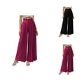 thumbnail image 1 of Womens Casual Pants Wide Leg Palazzo Trousers High Waisted Smocked Pleated Loose Fit Everyday Wear, 1 of 10
