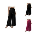 thumbnail image 1 of Womens Casual Pants Wide Leg Palazzo Trousers High Waisted Smocked Pleated Loose Fit Everyday Wear, 1 of 10