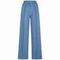 thumbnail image 1 of Womens Casual Pants Wide Leg Pants for Women Women's Casual High Waisted Wide Leg Pants Elastic Waistband Solid Color Trousers With Drawstring And Pockets Comfortable Wear, 1 of 3