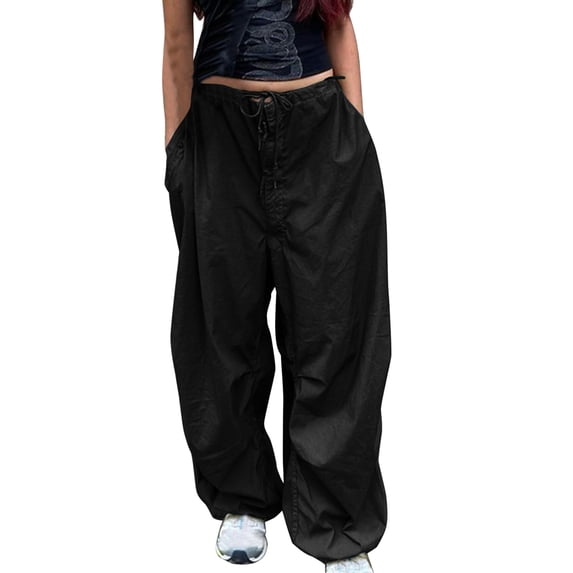 Womens Casual Pants Wide Leg Pants Womens Baggy Cargo Pants Streetwear Hop Joggers Sweatpants Drawstring Casual Loose Wide Leg Trousers