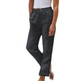 thumbnail image 1 of Womens Casual Pants Women Wide Leg Pants women solid casual pocket wide leg pants belt elastic waist button loose pants, 1 of 5