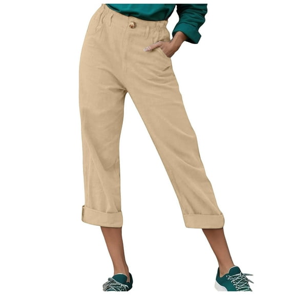 Womens Casual Pants Womens Casual Pants Back Pants Elastic Waist Drawstring Pants Casual Pants High Waisted Wide Leg Pants Women Khaki XXXL