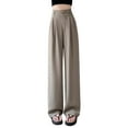 thumbnail image 1 of Womens Casual Pants Womens High Waisted Straight Leg Pants Flowy Wide Leg Trousers Soft Chiffon Casual Comfortable Summer Fall Loose Fit Stretchy Elastic Waist Lightweight Breathable, 1 of 4