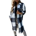 thumbnail image 1 of Womens Casual Plaid Button Down Long Sleeve Shirts Flannel Shacket Jacket Coats Tops Lapel V Neck Oversized Outerwear, 1 of 7