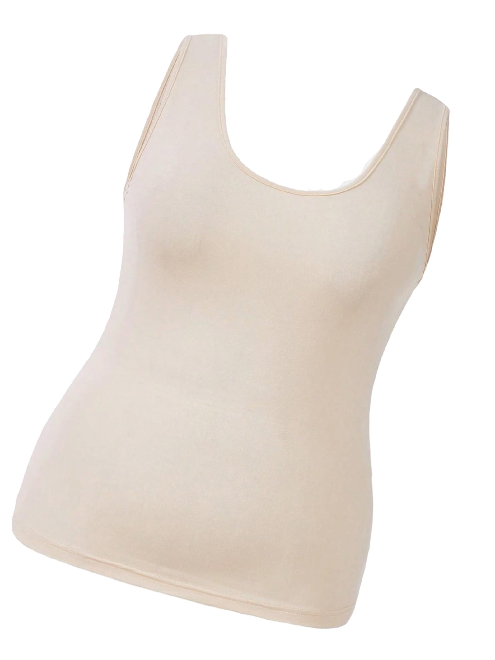 Womens Casual Plain Scoop Neck Tank Beige Plus Size Tank Tops & Camis ...