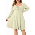 thumbnail image 1 of Womens Casual Plus Size Square Neck Long Sleeve Ribbed Swing Dress  XL, 1 of 8
