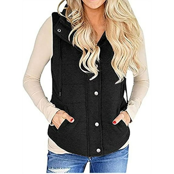 Womens Casual Quilted Puffer Vest Lightweight Zip Up Drawstring Jacket Outerwear with Pockets