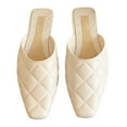 thumbnail image 1 of Womens Casual Quilted Solid Slide Sandals Casual Closed Toe Flat Heel Half Slippers Backless Slip On Mules Shoes, 1 of 18