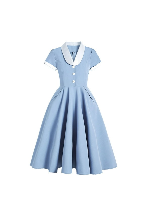 Womens Casual Retro Court Lace Light Dress Short Sleeve Big Dress Summer Floral Formal Sundresses Wedding Guest Graduation Prom Bodycon Cocktail Dresses A517-585