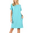 thumbnail image 1 of Womens Casual Rolled Short Sleeve Loose Tunic Shirt Dress, 1 of 3